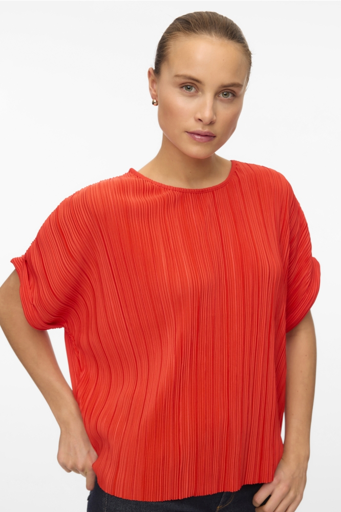 VMAURORA SS O-NECK T-SHIRT JRS GA 10327037 FIERY RED